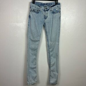 Escales Paris Cotton Blend Slim Fit Low Rise Jeans In Light Blue Size EU 36